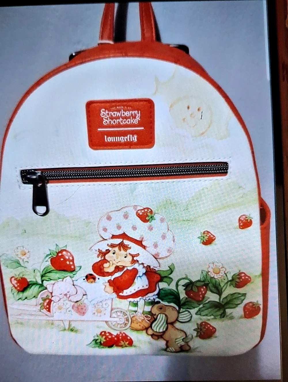 Strawberry Shortcake Backpack Character in White & Orange Like New